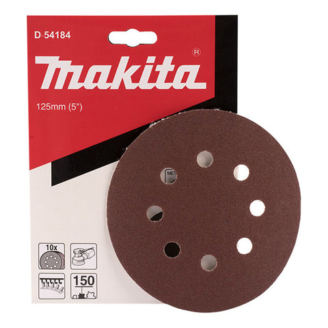 10 Pzas Disco Lija Velcro 5  P/madera G-150 D-54184 Makita