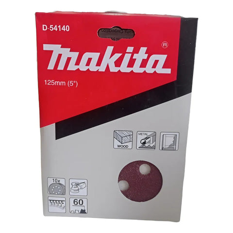 10 Pzas Disco De Lija Con Velcro  5  Grano 60 Makita D-54140 60