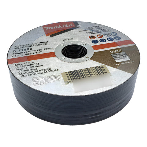 25 Piezas Disco Abrasivo Corte Acero 115mm Makita D71685 Blanco