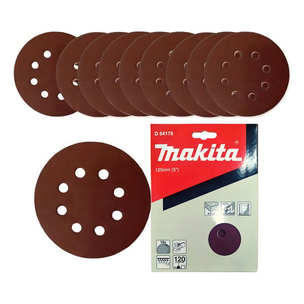 10 Discos Lija Velcro P/madera 5  Makita Grano 120 D-54178