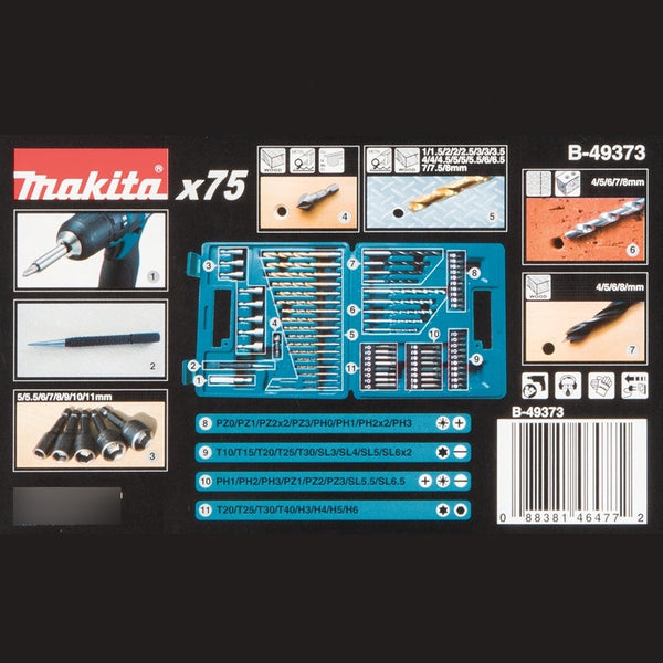 Juego 75 Pza Broca Madera Concreto Metal Atornillador Makita