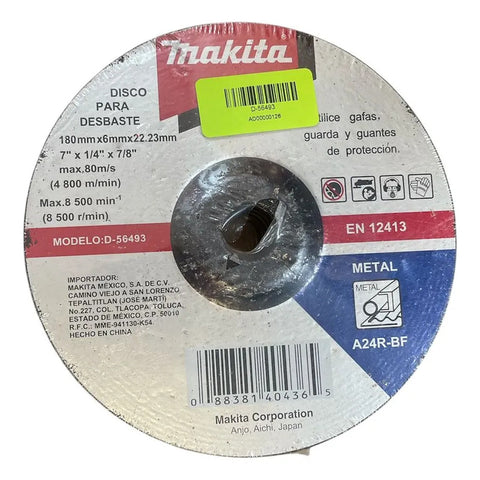 Disco Abrasivo Desbaste Metal 7  Makita D-56493 Negro