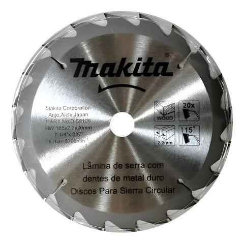 Disco Sierra 7-1/4  X 20d P/madera D-59106 Makita Plateado