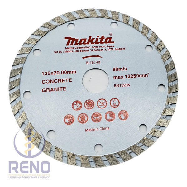 Disco Diamante Corte Húmedo Makita 5 Pulgadas B-16748 125mm Blanco