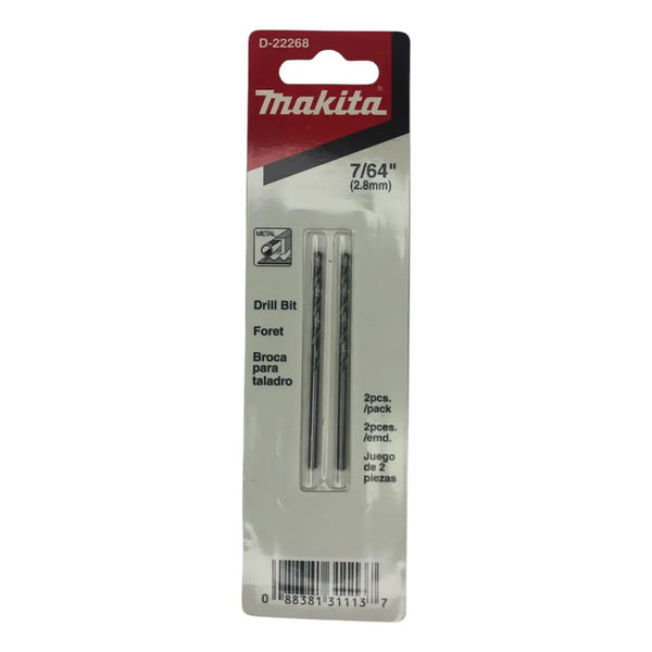 Paq 2 Brocas P/metal  Hss 7/64 X 2-5/8 Makita D-22268
