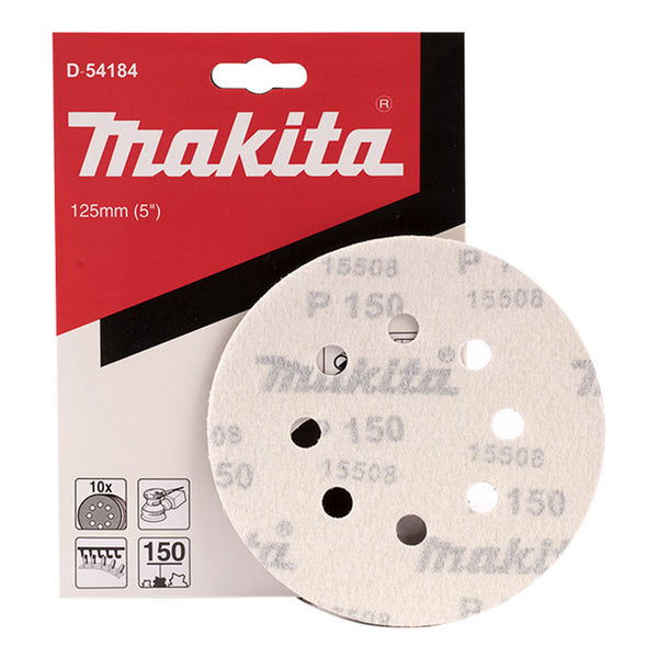 10 Pzas Disco Lija Velcro 5  P/madera G-150 D-54184 Makita