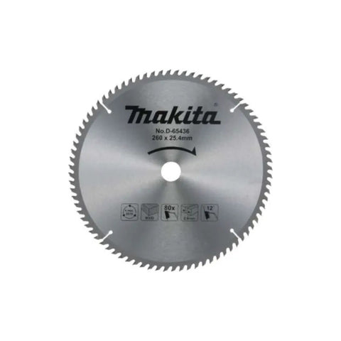 Hoja De Sierra 260 Mm X 25,4 Mm 80 Dientes Makita D-65436