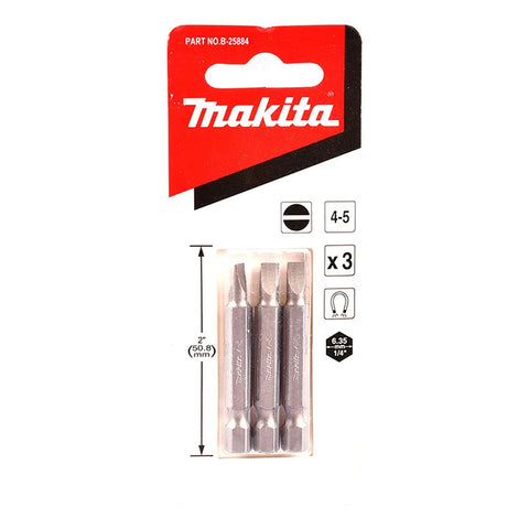 3 Pzas Punta Plana 4-5 X 50mm Tipo Hexagonal Makita B-25884