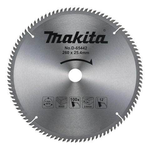 Hoja De Sierra 260 Mm X 25,4 Mm X 100 Dientes Makita D-65442