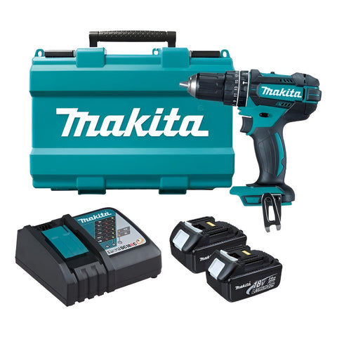 Rotomartillo 1/2 + 2 Baterias 18v Cargador Makita Dhp482rfe Turquesa 60 Mhz