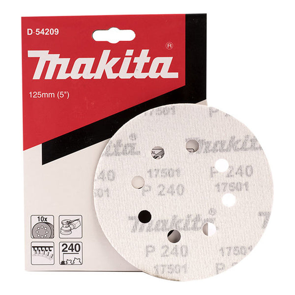 10 Pzas Disco Lija Velcro 5   P/madera G-240 D-54209 Makita